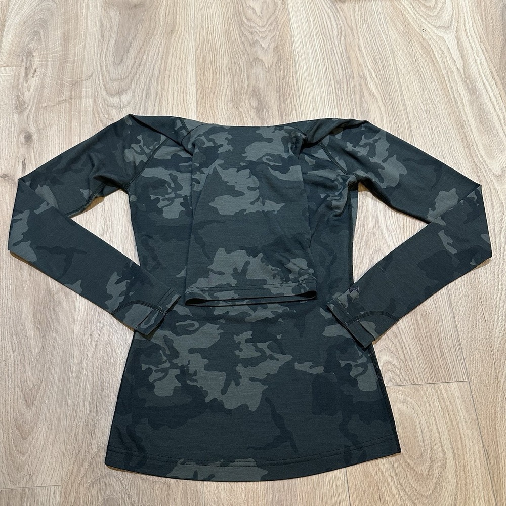 NWOT Ridge Merino Women's Aspect Midweight Merino Wool High Neck Top Sz XS Camo - Picture 7 of 9